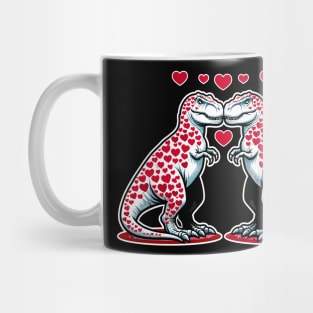 Dinosaur Love T-Shirt, Cute T-Rex Graphic Tee, Unisex Adult Clothing, Valentine's Day Shirt, Heart Pattern, Novelty Top Mug